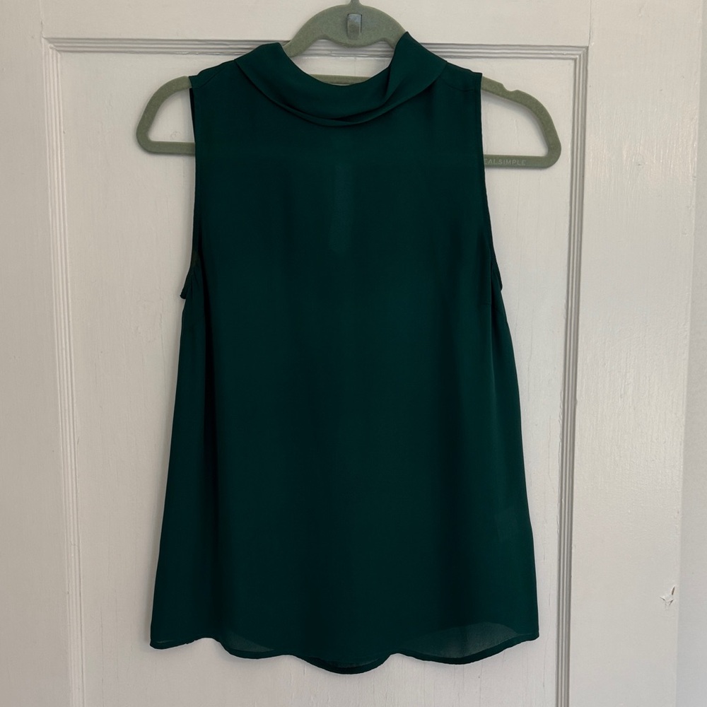 Joie Teal Sleeveless Mock-Neck Blouse